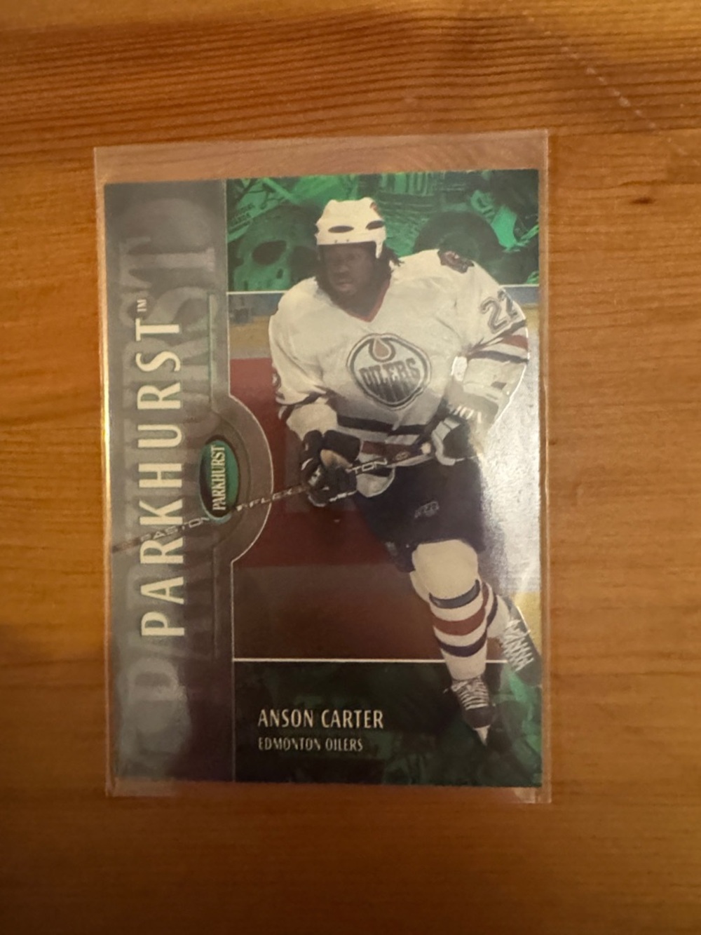 Parkhurst White and Green Edmonton Oilers Hockey Card